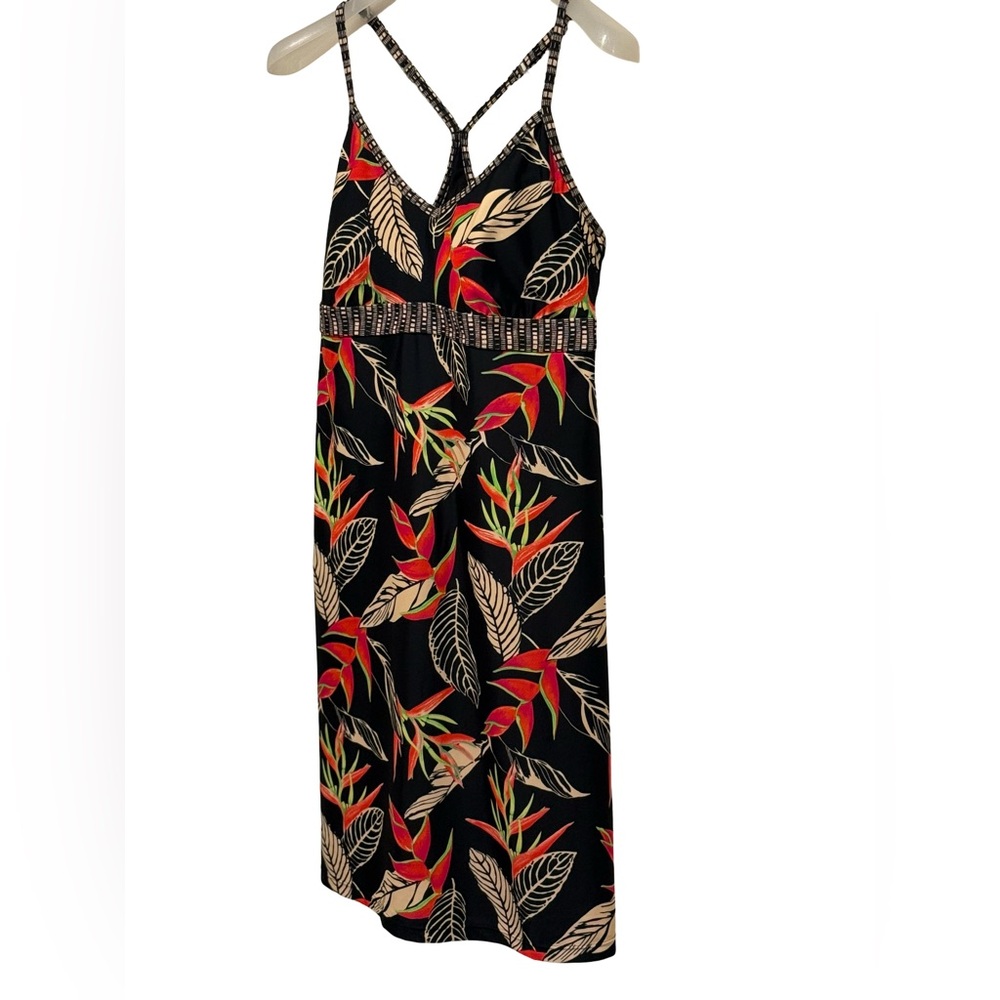 Athleta PreOwned Size M Black Red & Cream Floral Print Sport Mini Dress (0803) - Picture 4 of 10